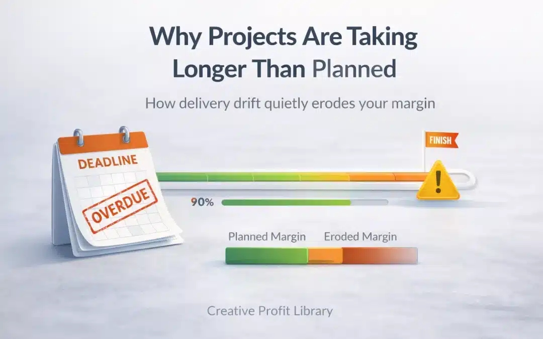 Project timeline extending past its deadline illustrating delivery drift and margin erosion in project-based businesses