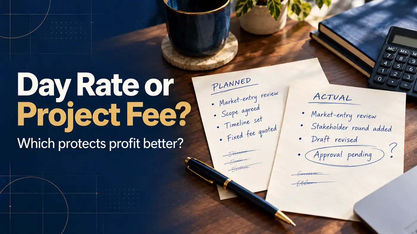 Planned scope versus actual delivery changes on a fixed-fee consulting project.