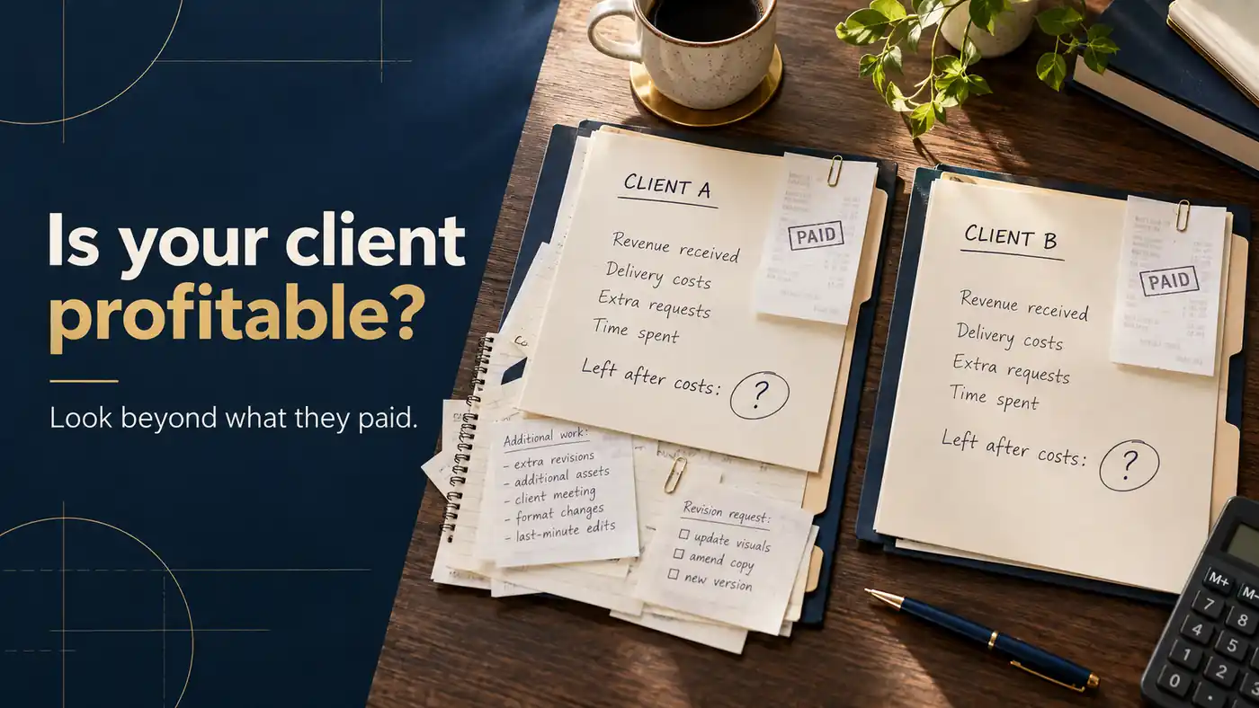 Two clients compared: revenue paid versus what each left behind after costs